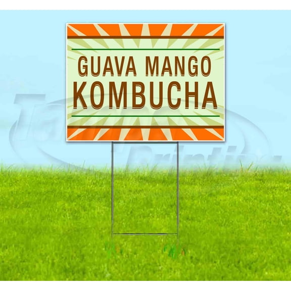Guava Mango Kombucha (18"" X 24"") Yard Sign, Includes Metal Step Stake