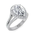 thumbnail image 1 of Guava - Moissanite Pear Shape Lab Diamond Halo Engagement Ring With PavÃ© Double Band, 1 of 4