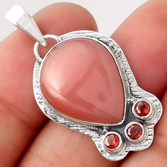 Guava Quartz - Brazil and Garnet 925 Sterling Silver Pendant Jewelry P-1523 SDP154781
