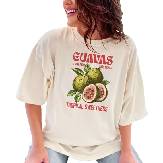 Guavas Hand Picked Tropical Sweetness TShirt, Organic Farm Fresh Guava Graphic Tee, Tropical Fruit Illustration Shirt, Ivory Comfort Colors T-Shirt, 2XL