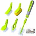 thumbnail image 1 of Guay Clean Kitchen Brush Kit - Cleaning Dish Set with Handle - 5 Piece Multi-Function Brush and Sponge Attachments - Dish Washing Set - Green, 1 of 6