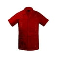 thumbnail image 1 of Guayabera Boys & Kids Cuban Beach Wedding Casual Short Sleeve Button Up Shirt, Red, 16, 1 of 8