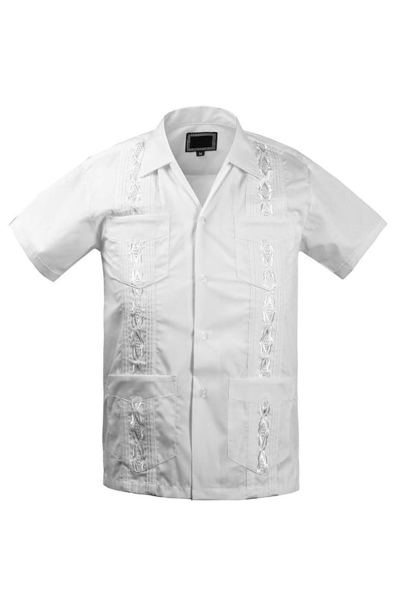 Guayabera Boys & Kids Cuban Beach Wedding Casual Short Sleeve Button Up Shirt, White, 4