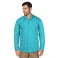 thumbnail image 1 of Guayabera Men's Cuban Beach Wedding Long Sleeve Button-Up Casual Dress Shirt (Attol Blue,M), 1 of 1