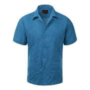 Guayabera Mens Cuban Beach Wedding Short Sleeve Button-Up Casual Dress Shirt
