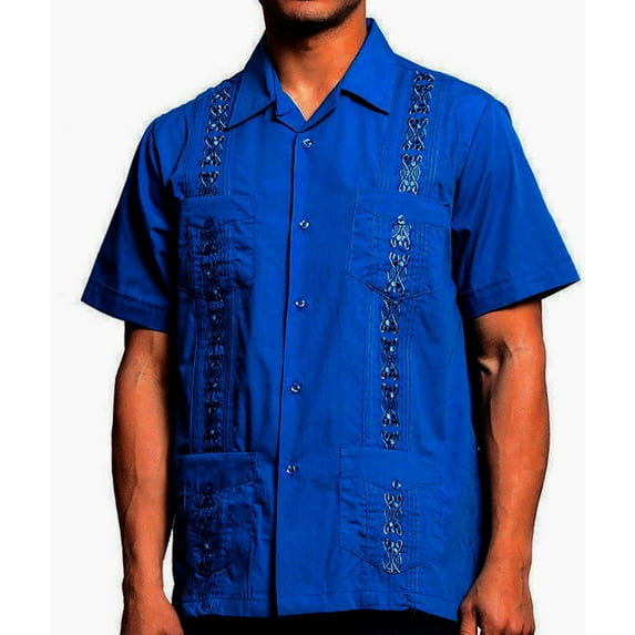 Guayabera Men's Cuban Beach Wedding Short Sleeve Button-up Casual Dress Shirt