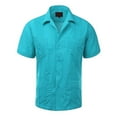 thumbnail image 1 of Guayabera Men's Cuban Beach Wedding Short Sleeve Casual Dress Shirt A Blue M, 1 of 18