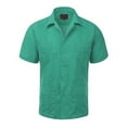 thumbnail image 1 of Guayabera Men's Cuban Beach Wedding Short Sleeve Casual Dress Shirt Aqua 3XL, 1 of 19