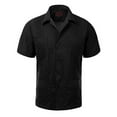 thumbnail image 1 of Guayabera Men's Cuban Beach Wedding Short Sleeve Casual Dress Shirt Black 3XL, 1 of 3