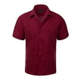 thumbnail image 1 of Guayabera Men's Cuban Beach Wedding Short Sleeve Casual Dress Shirt Burgundy M, 1 of 2