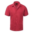 thumbnail image 1 of Guayabera Men's Cuban Beach Wedding Short Sleeve Casual Dress Shirt Coral 3XL, 1 of 2