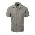 thumbnail image 1 of Guayabera Men's Cuban Beach Wedding Short Sleeve Casual Dress Shirt Grey L, 1 of 19
