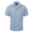 thumbnail image 1 of Guayabera Men's Cuban Beach Wedding Short Sleeve Casual Dress Shirt  L Blue M, 1 of 2