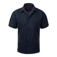 thumbnail image 1 of Guayabera Men's Cuban Beach Wedding Short Sleeve Casual Dress Shirt Navy 2XL, 1 of 3