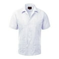 thumbnail image 1 of Guayabera Men's Cuban Beach Wedding Short Sleeve Casual Dress Shirt White L, 1 of 3