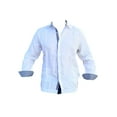 thumbnail image 1 of Guayabera Men's Long Sleeve 100% Linen,White Guayabera with Sky Blue and green fine Details., 1 of 4