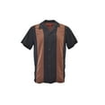 thumbnail image 1 of Guayabera Men's Retro Classic Bowling Two Tone Dress Shirt Brown Strpe / Dark Brown 5XL, 1 of 3