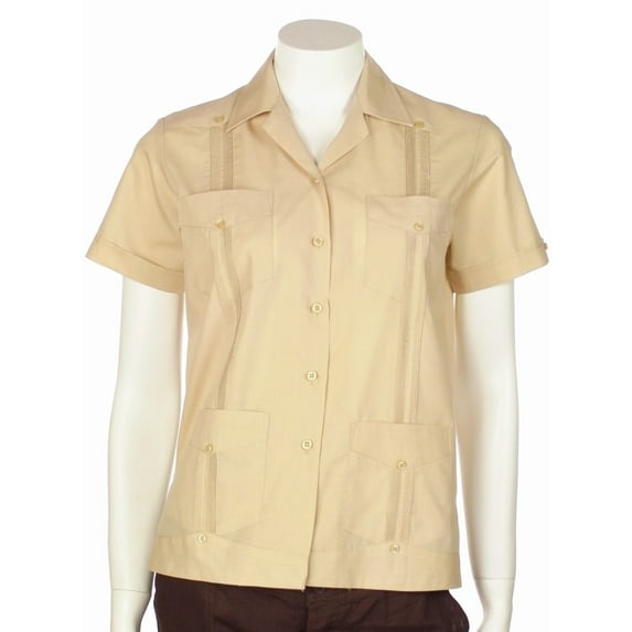Guayabera shirt for women basic style polycotton SIZE:2X COLOR:BG