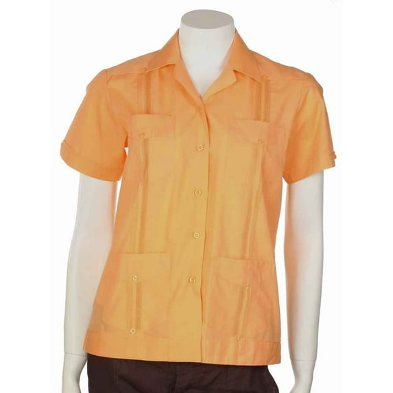 Guayabera shirt for women basic style polycotton SIZE:2X COLOR:CNT