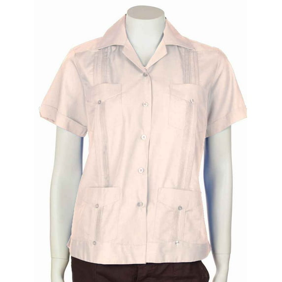 Guayabera shirt for women basic style polycotton SIZE:3X COLOR:PK