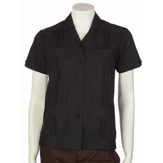 Guayabera shirt for women basic style polycotton SIZE:L COLOR:BK