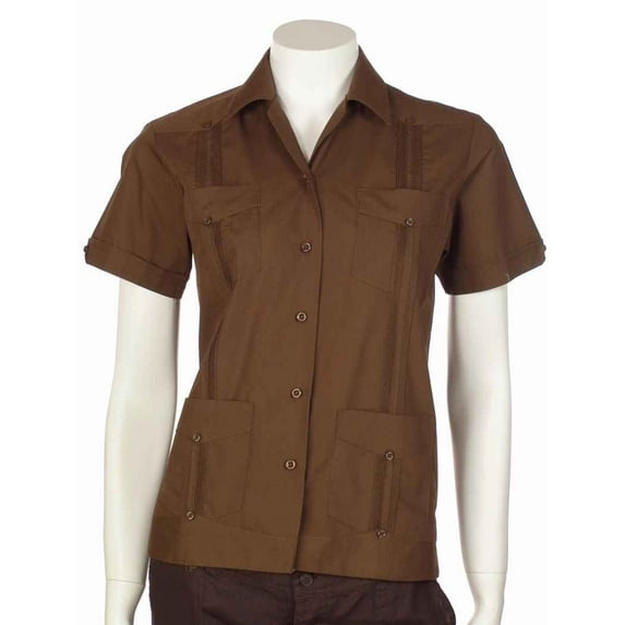 Guayabera shirt for women basic style polycotton SIZE:S COLOR:CH