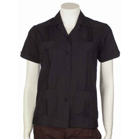 Guayabera shirt for women basic style polycotton SIZE:XL COLOR:BK