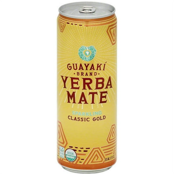 Guayaki Organic Brand Sparkling Classic Gold Yerba Mate Tea, 12 fl oz, (Pack of 12)