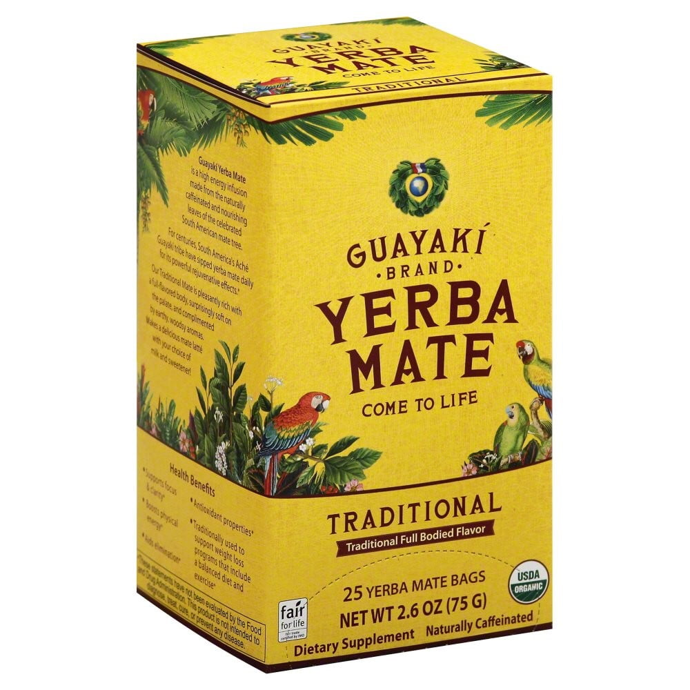  Guayaki Yerba Mate, Organic Traditional Single Serve, 7.9  Ounces (75 Tea Bags), 40mg Caffeine per Serving, Alternative to Tea, Coffee  and Energy Drinks : Herbal Teas : Grocery & Gourmet Food