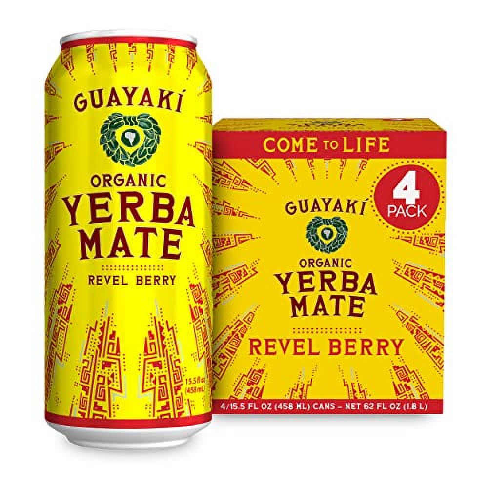 Guayaki Yerba Mate, Clean Energy Drink Alternative, Organic Revel Berry, 15.5oz (Pack of 4), 150mg Caffeine - image 1 of 3