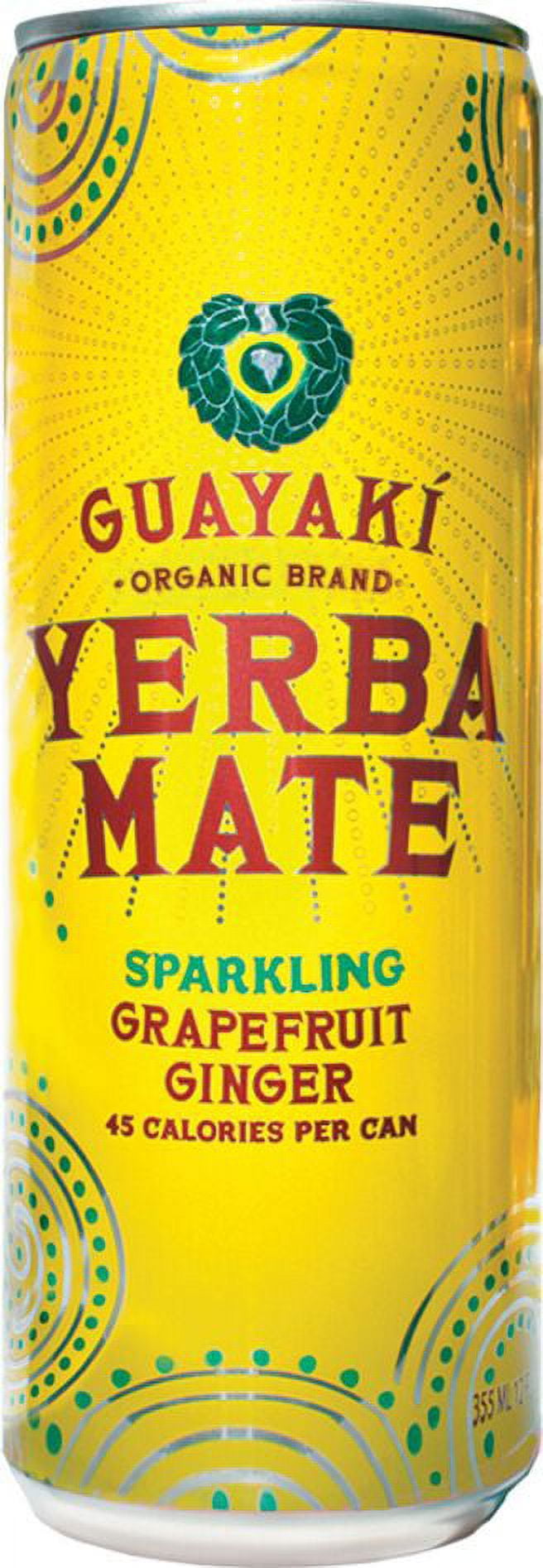 Guayaki Yerba Mate Sparkling Grapefruit Ginger, All Natural, Organic, Vegan and Gluten-Free 12 Fl Oz. Cans (12-Pack)