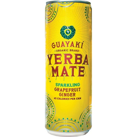 Guayaki Yerba Mate Sparkling Grapefruit Ginger, All Natural, Organic, Vegan and Gluten-Free 12 Fl Oz. Cans (12-Pack)