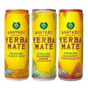 Guayaki Yerba Mate Sparkling - Variety Pack - Classic Gold, Cranberry Pomegran..
