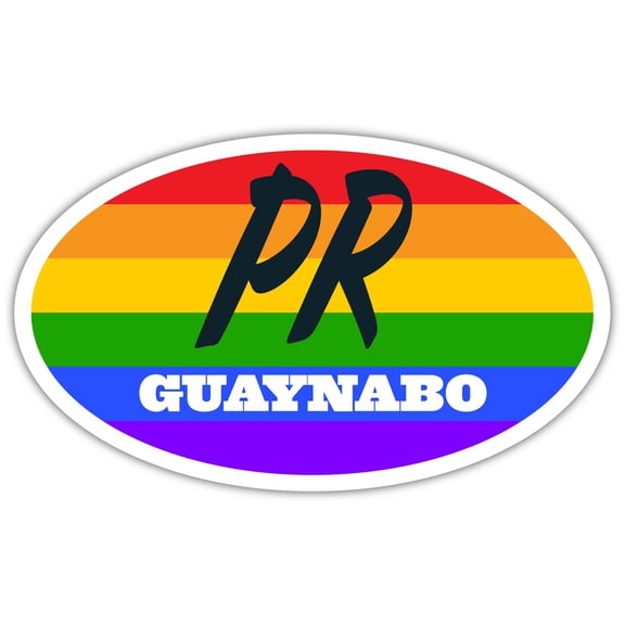 Guaynabo PR Puerto Rico Guaynabo County Rainbow Pride Flag 6 Stripes Pride Flag Euro Decal Bumper Sticker 3M Vinyl 3" x 5"