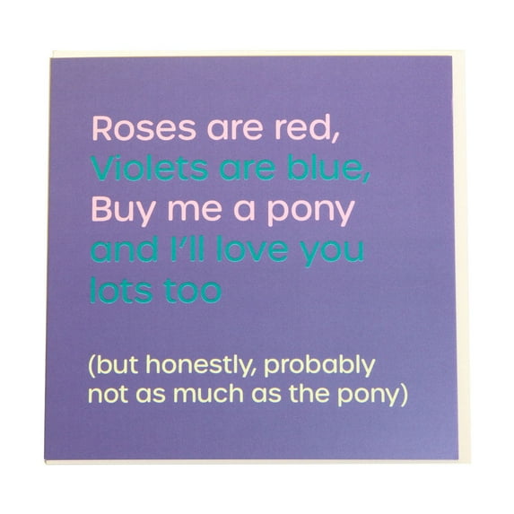 Gubblecote Rose Are Red Buy Me A Pony Greetings Card