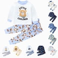 thumbnail image 1 of Gubotare 100% Cotton Baby Boys Girls Pajamas Set Long Sleeve Sleepwear Brown,Size 5-6 Years, 1 of 4
