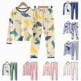 thumbnail image 1 of Gubotare 18M-9Y Toddler Boys Girls Summer Cotton Pajamas Long Sleeve Tops Pants Set Soft Loungewear Cute Print Sleepwear Casual Two-piece Pajama Sets Toddler Boys Girls Clothes, 1 of 6