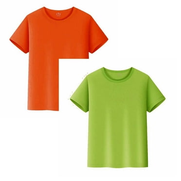 Gubotare 2 Pack Boys Athletic Shirts T Shirts for Boys UPF 50  Quick Dry Short Sleeve Athletic Tees Summer Sports Tops for Teens 2T 3T 4T 5T 6T 7-14 Years (Green&Orange,4-5 Years)