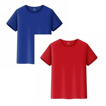 Gubotare 2 Pack Boys Athletic Shirts T Shirts for Boys UPF 50  Quick Dry Short Sleeve Athletic Tees Summer Sports Tops for Teens 2T 3T 4T 5T 6T 7-14 Years (Red&Blue,4-5 Years)