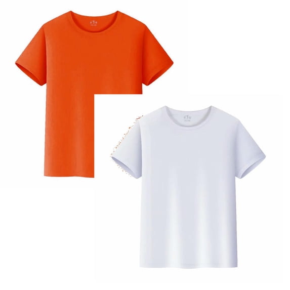 Gubotare 2 Pack Boys Athletic Shirts T Shirts for Boys UPF 50+ Quick Dry Short Sleeve Athletic Tees Summer Sports Tops for Teens 2T 3T 4T 5T 6T 7-14 Years (White&Orange,12-14 Years)