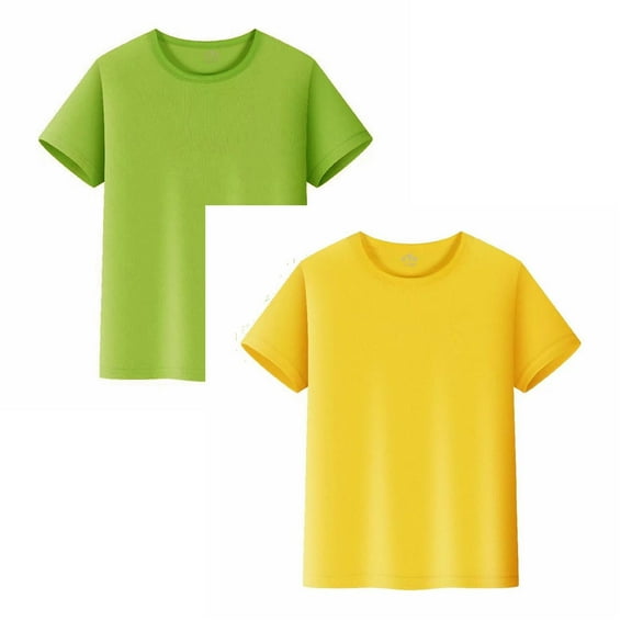 Gubotare 2 Pack Boys Athletic Shirts T Shirts for Boys UPF 50  Quick Dry Short Sleeve Athletic Tees Summer Sports Tops for Teens 2T 3T 4T 5T 6T 7-14 Years (Yellow&Green,2-3 Years)