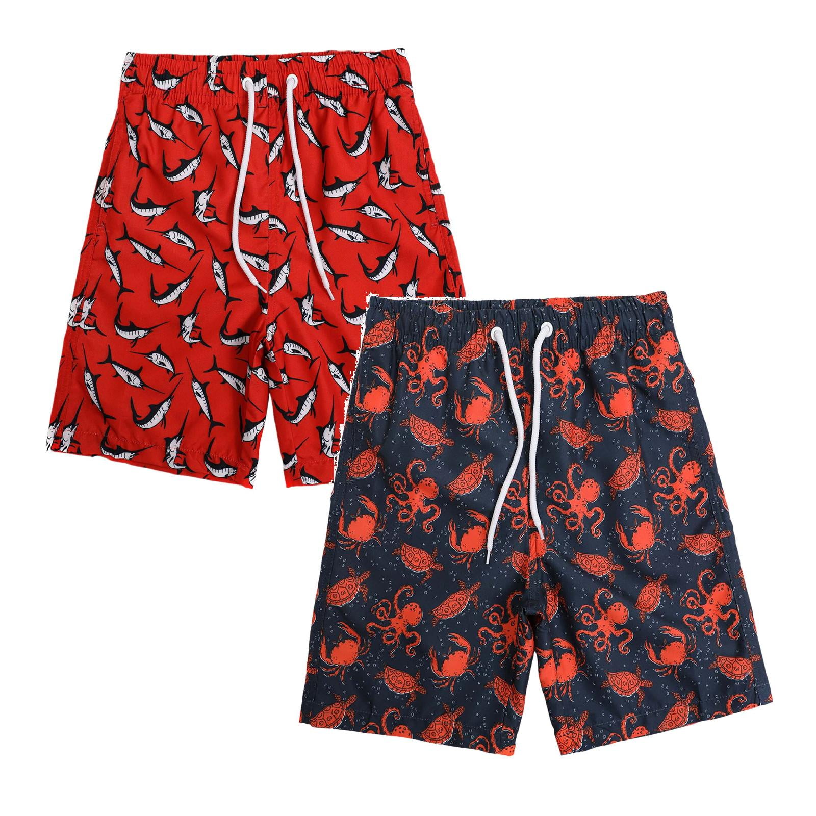 Gubotare 2 Pack Boys Swim Trunks Bathing Bottom Suit Quick Dry Swim Shorts Beach Swimsuit for Boy 5T 7T 8T 10T 14T,Red/ 14-16 Years