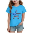 thumbnail image 1 of Gubotare 4th of July Toddler Girl Shirt Kids Girls' Fashion Short Sleeve Crop Tops T Shirt Tee Top Dance Wear Gymnastic Fancy Dress (Sky Blue,Size 9-10 Years), 1 of 4