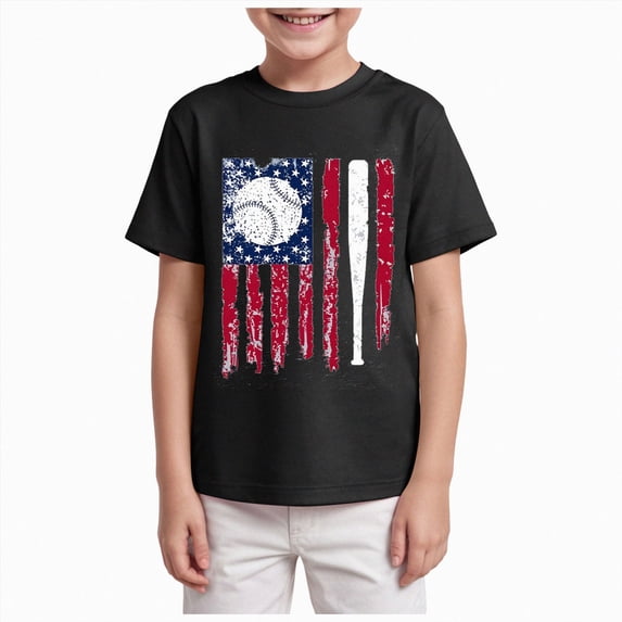 Gubotare 4th of July Kids Tshirt Boys 4th of July Shirt for Kids Toddler Girls USA T-Shirts American Flag Patriotic Tee 5T 6T, Black