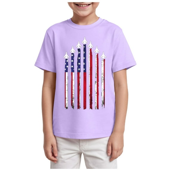 Gubotare 4th of July Shirts for Boys Little Big Boys Girls Graphic Tees Funny Printed Short Sleeve Youth T Shirts Top (Purple,Size 2-3 Years)