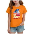 thumbnail image 1 of Gubotare 4th of July Shirts for Toddler Girls Kids' Short Sleeve T Shirt Youth Soft Tee Crewneck T Shirts for Girls (Orange,Size 5-6 Years), 1 of 4