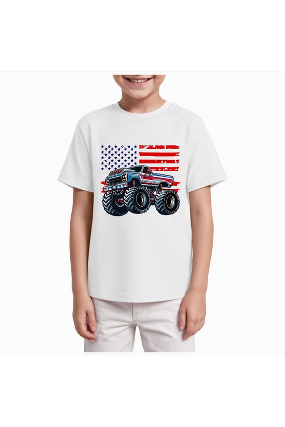 4th of July Toddler Boy Baby Boy 4th of July Short Sleeve Tee Shirt Fourth of July Summer Clothes 3T 4T, White