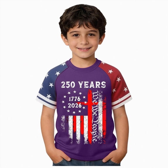 Gubotare 4th of July Toddler T-Shirts Unisex Kids July 4th Amarican Flag Top Patriotic Funny T-Shirt Size 12-13 (Purple,12-13 Years)