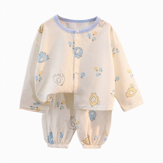 Gubotare 6 12 18 24 Months 2 3 4T Baby Boy Clothes Pattern Print Long Sleeve Shirt Elastic Waist Pants Set Play Outfits (Sky Blue, 12-18 Months)