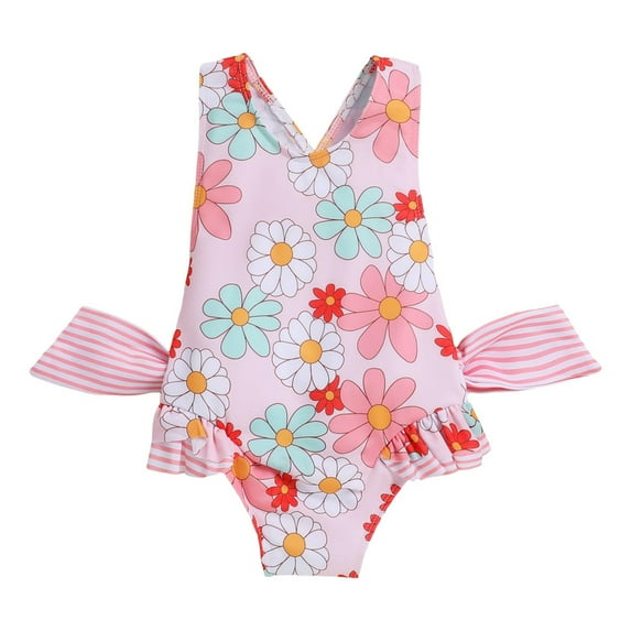 Gubotare Baby Bathing Suit Toddler Baby Girl One Piece Swimsuit Ruffled Toddler Bathing Suits Kids Bikini Swimwear 0 3 6 9 12 18 24 Months 2T 3T 4T 5T 6T(Red,1-2 Years)